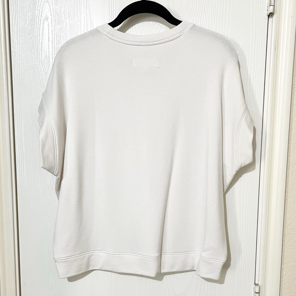 [Lou & Grey] Cream Dolman Crop Fleece Top Oversized Casual Crewneck Size XSmall - Picture 2 of 8